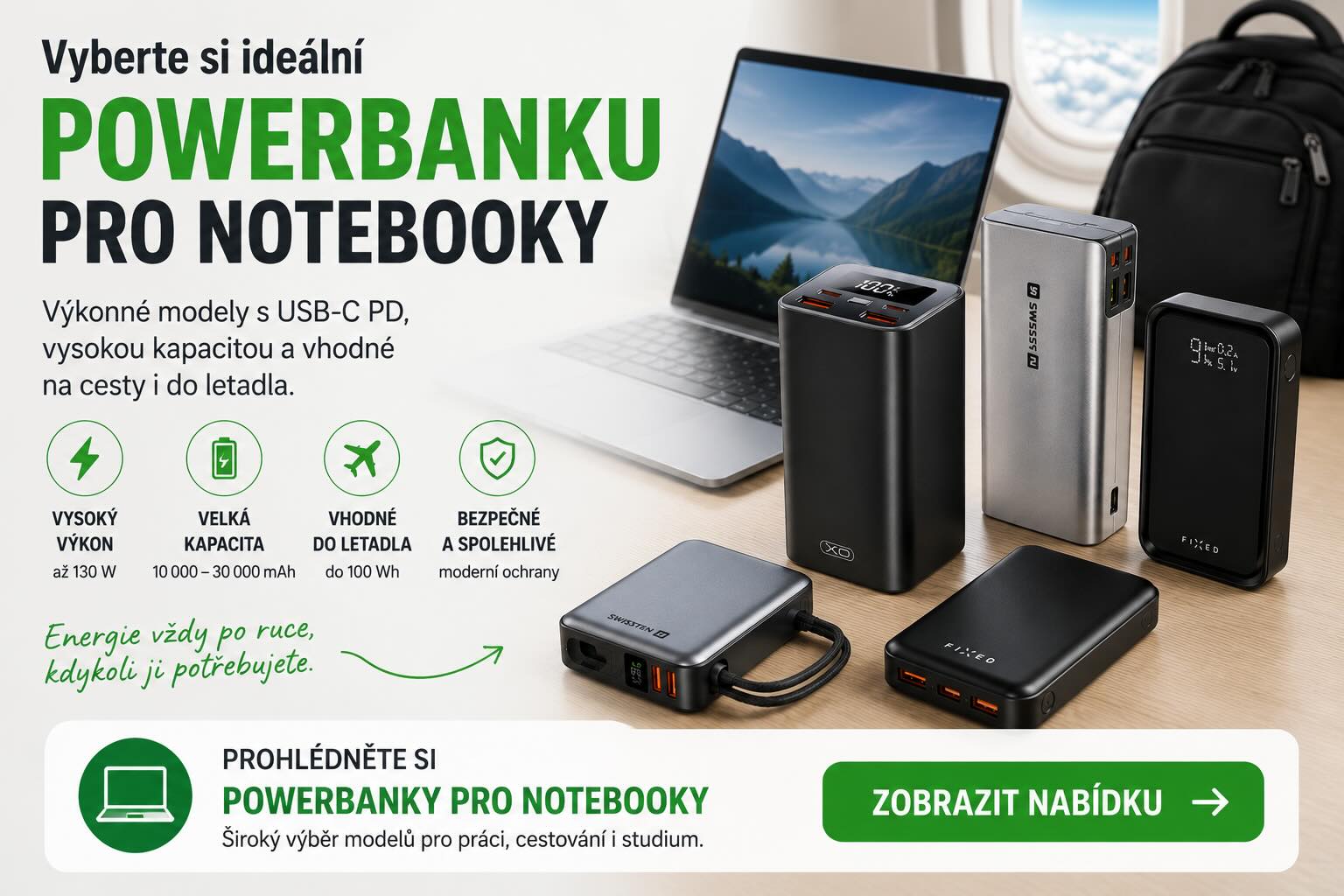 Powerbanky pro notebooky na Kryteo CTA banner